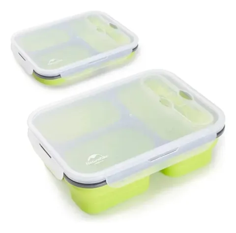 Plato colapsable de silicona 600 + 350 + 350ml nh - color verde
