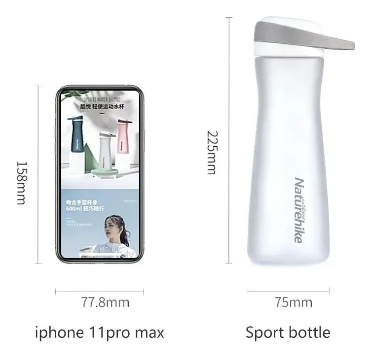 Botella deportiva boca ancha bpa free 600 ml naturehike color azul