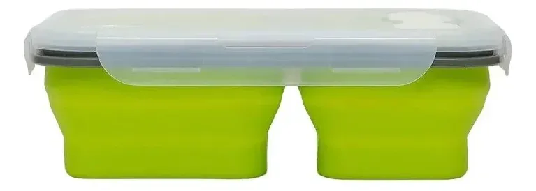 Plato colapsable de silicona 600 + 350 + 350ml nh - color verde