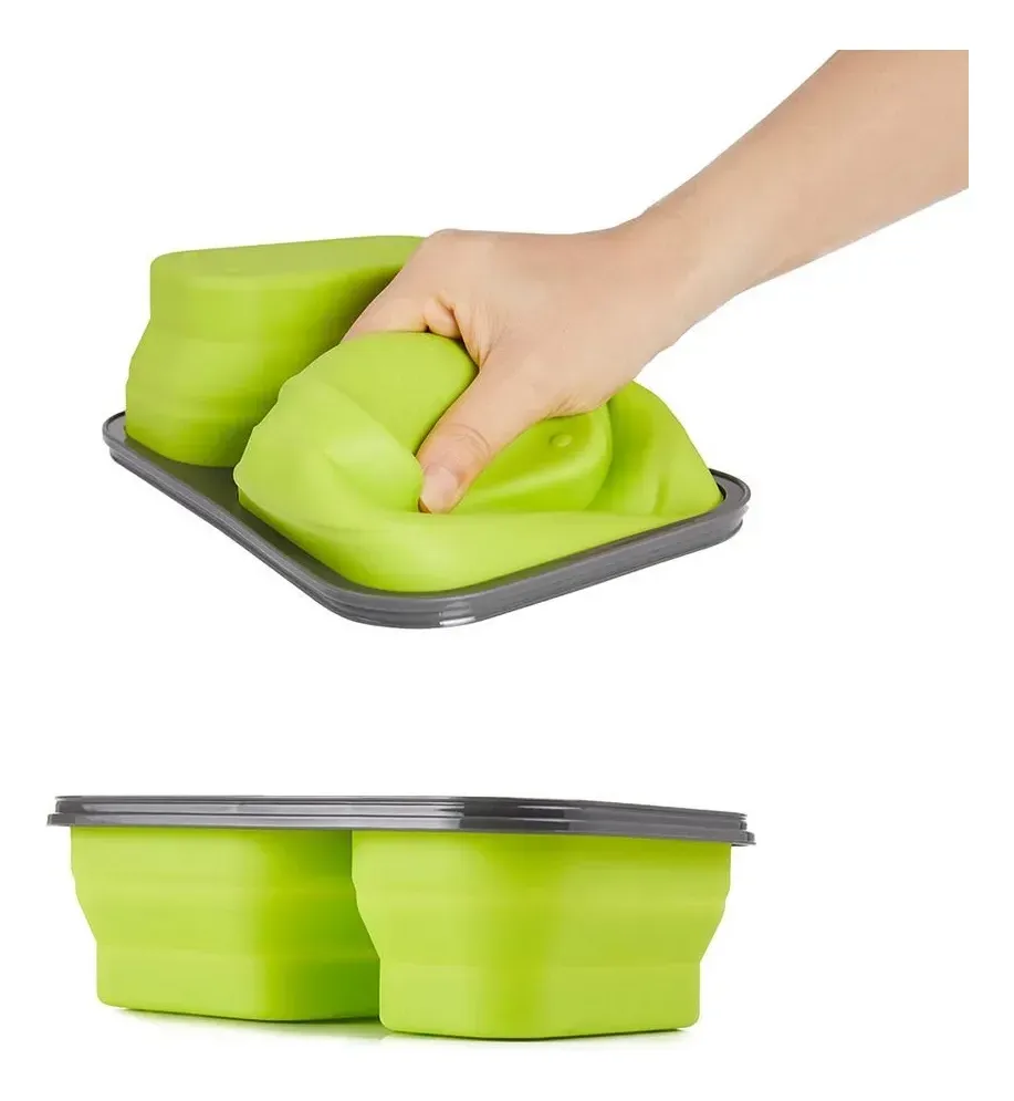 Plato colapsable de silicona 600 + 350 + 350ml nh - color verde