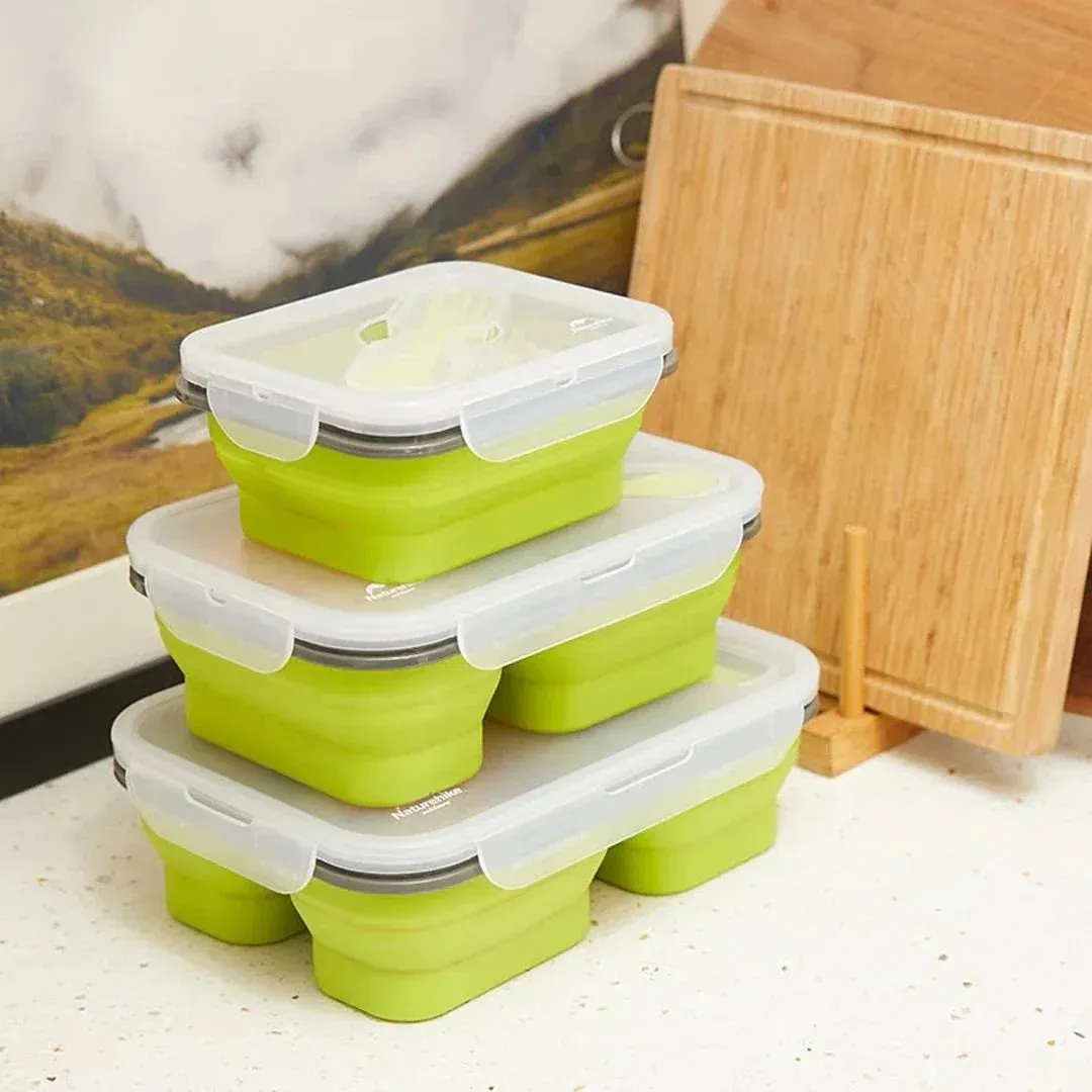 Plato colapsable de silicona 600 + 350 + 350ml nh - color verde