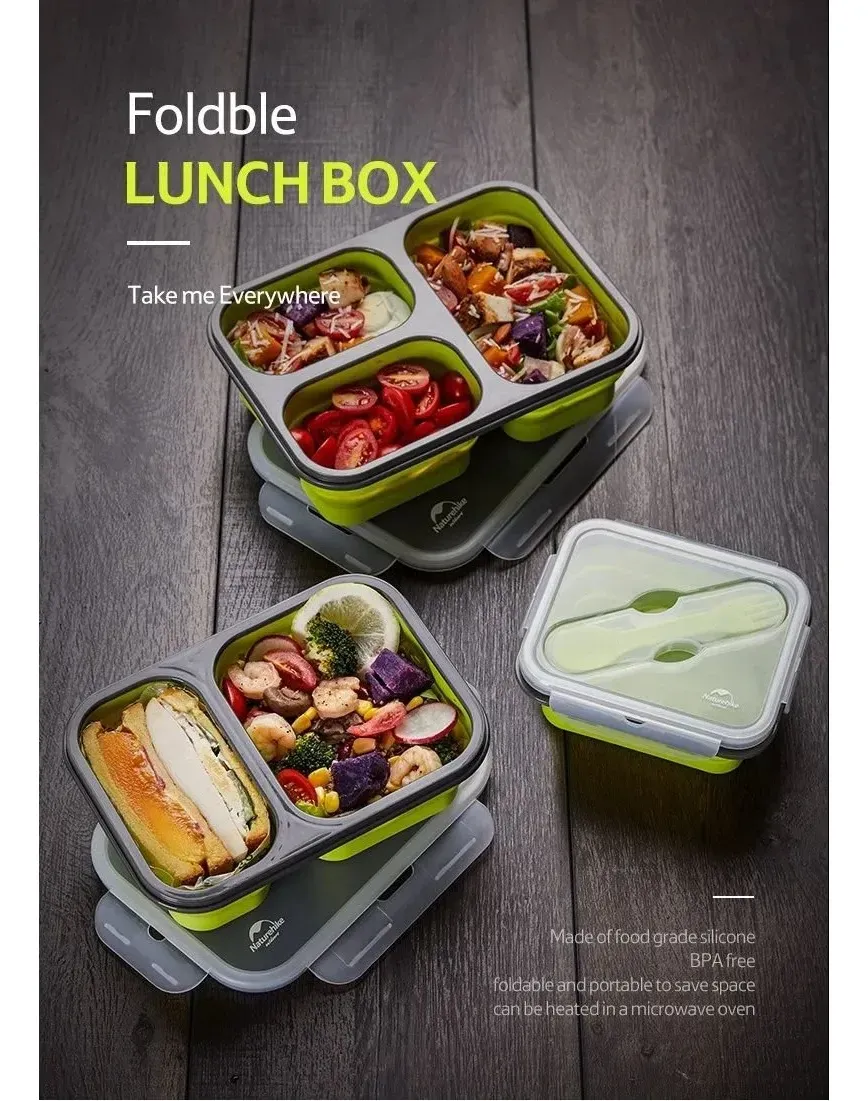 Plato colapsable de silicona 600 + 350 + 350ml nh - color verde