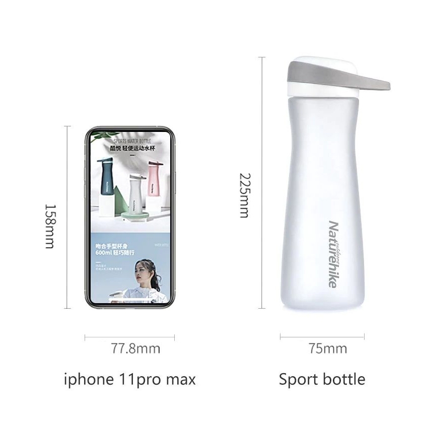 Naturehike botella deportiva boca ancha bpa free 600 ml color blanco